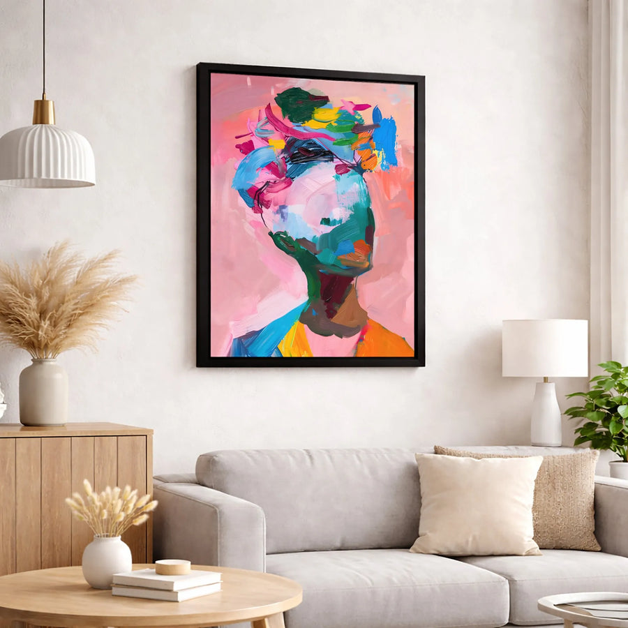 Abstract Portrait Wall Art | Colorful Expressive Woman Canvas Painting | Premium Gallery Wrap Print | Modern Home Decor Gift