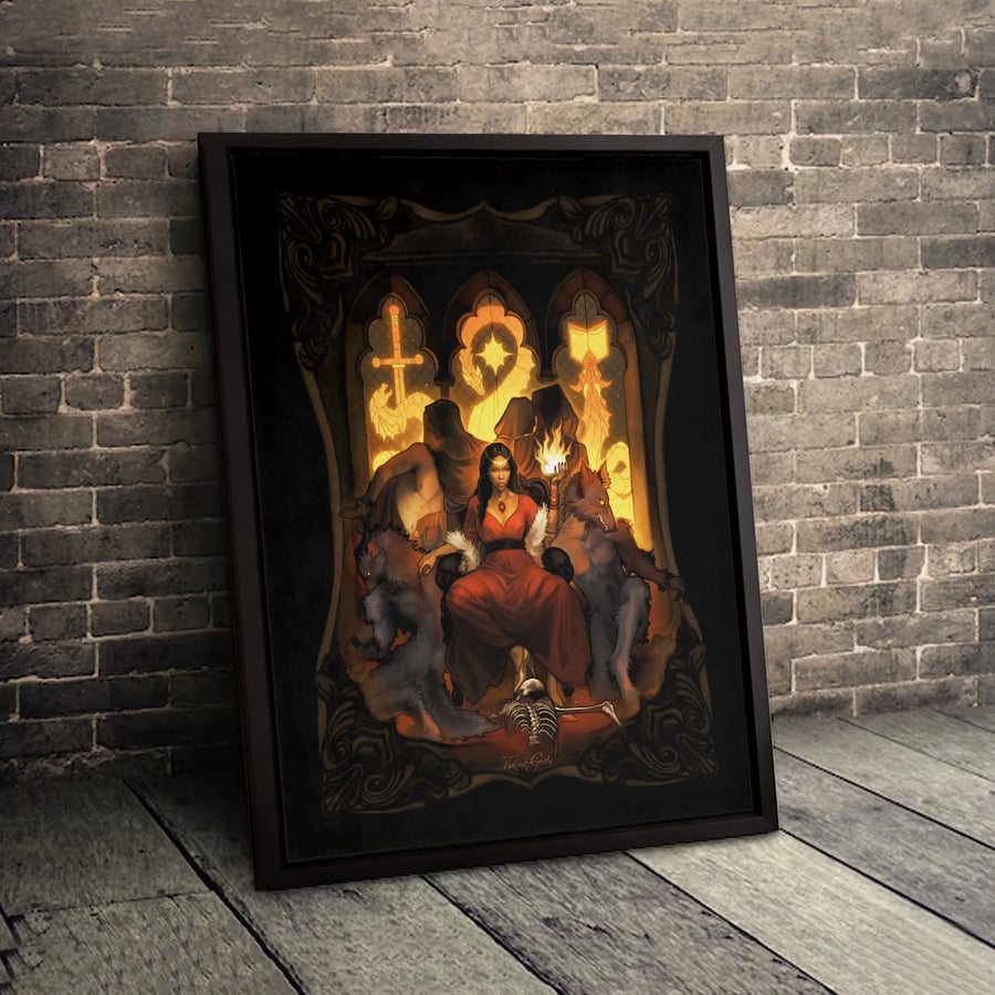 Gothic Sorceress Queen Wall Art | Dark Fantasy Throne Illustration | Premium 1.25-Inch Gallery Wrapped Canvas | Gift for Fantasy Lovers