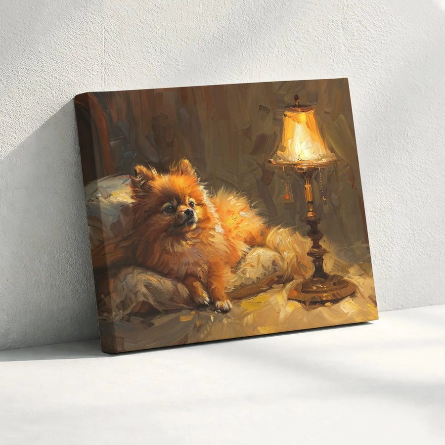 Pomeranian Dog Canvas Wall Art | Vintage Oil Painting Style Portrait | Premium Fade-Resistant Print | Gift for Pomeranian Owner