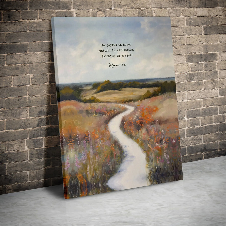 Romans 12:12 Wall Art | Be Joyful In Hope Landscape Canvas Print | Premium Gallery-Wrapped Decor | Faith-Inspired Christian Gift For Home