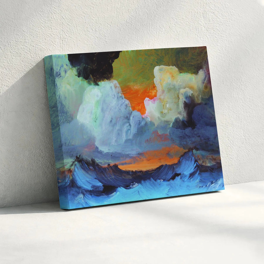 Abstract Seascape Canvas Wall Art | Stormy Ocean Painting Print | Premium Gallery Quality | Modern Coastal Home Decor Gift