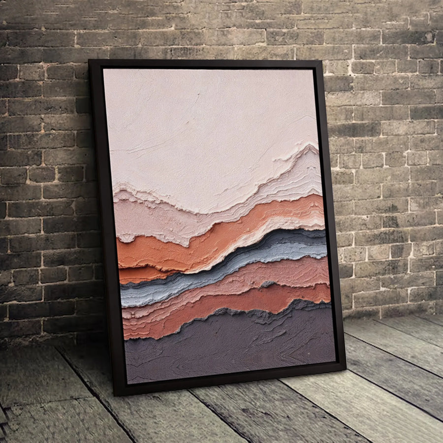 Abstract Textured Landscape Canvas Art | Earth Tone Layered Wall Decor | Premium Fade-Resistant Gallery Print | Modern Minimalist Home Office Decor