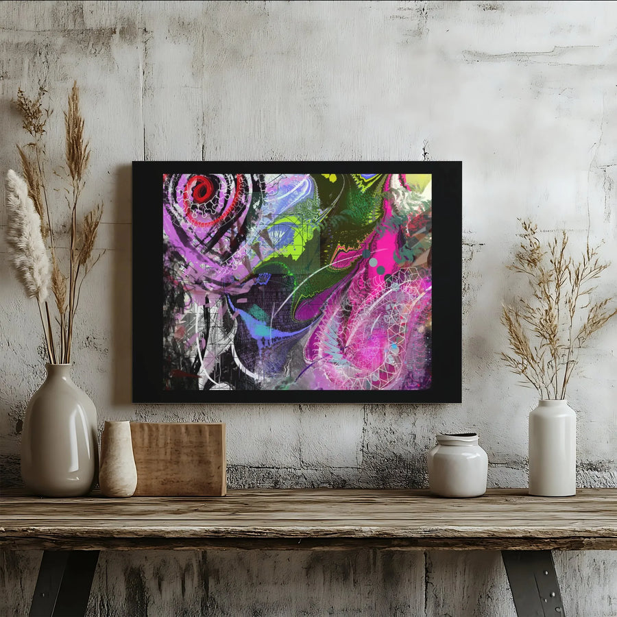 Vibrant Abstract Canvas Wall Art | Colorful Graffiti Geometric Print | 1.25" Gallery Wrap Premium Canvas | Modern Home Office Decor