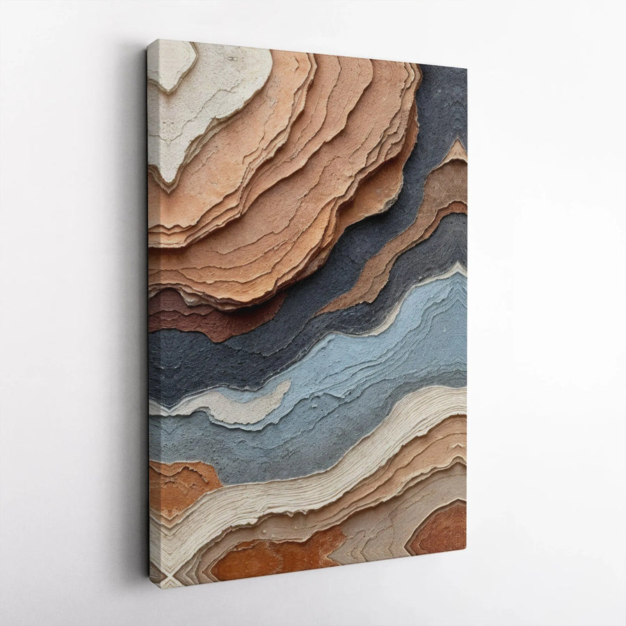Abstract Earth Tones Wall Art | Textured Stone Layered Landscape Print | Premium 1.25" Gallery Wrap Canvas | Modern Home & Office Decor Gift