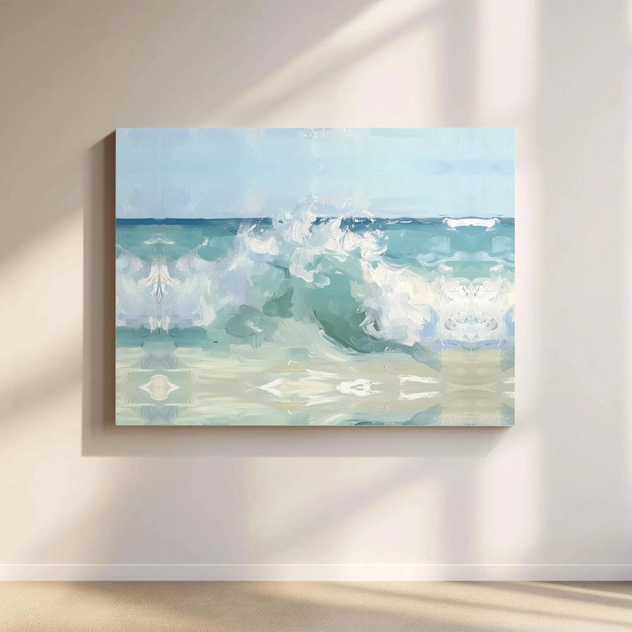 Ocean Wave Canvas Wall Art | Impressionistic Seascape Painting | Premium Gallery Wrap 1.25" Profile | Modern Coastal Home Decor Gift