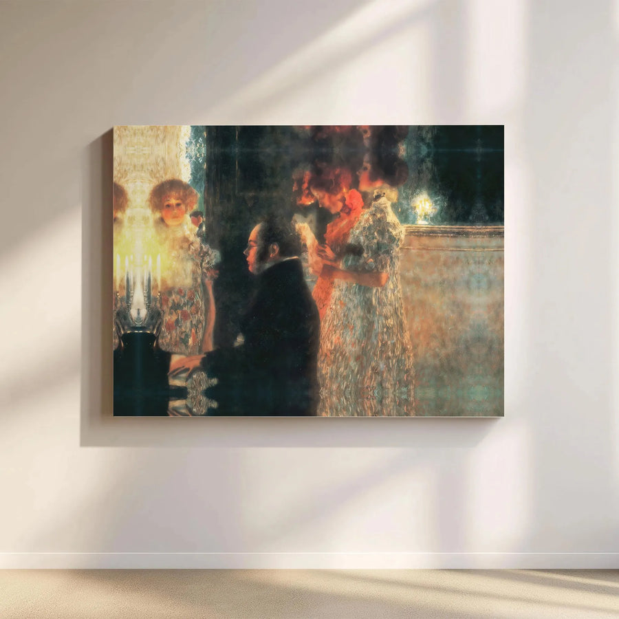 Gustav Klimt Schubert at the Piano Canvas Wall Art | Classical Music Fine Art Print | Premium 1.25" Gallery Wrap | Gift for Musician Home Decor