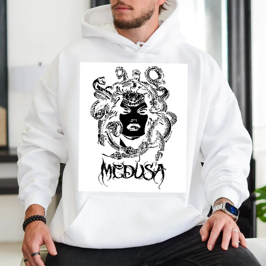 Medusa Hoodie | Greek Mythology Gorgon Snake Head Graphic | Premium Cotton | Gift for Mythology Fan
