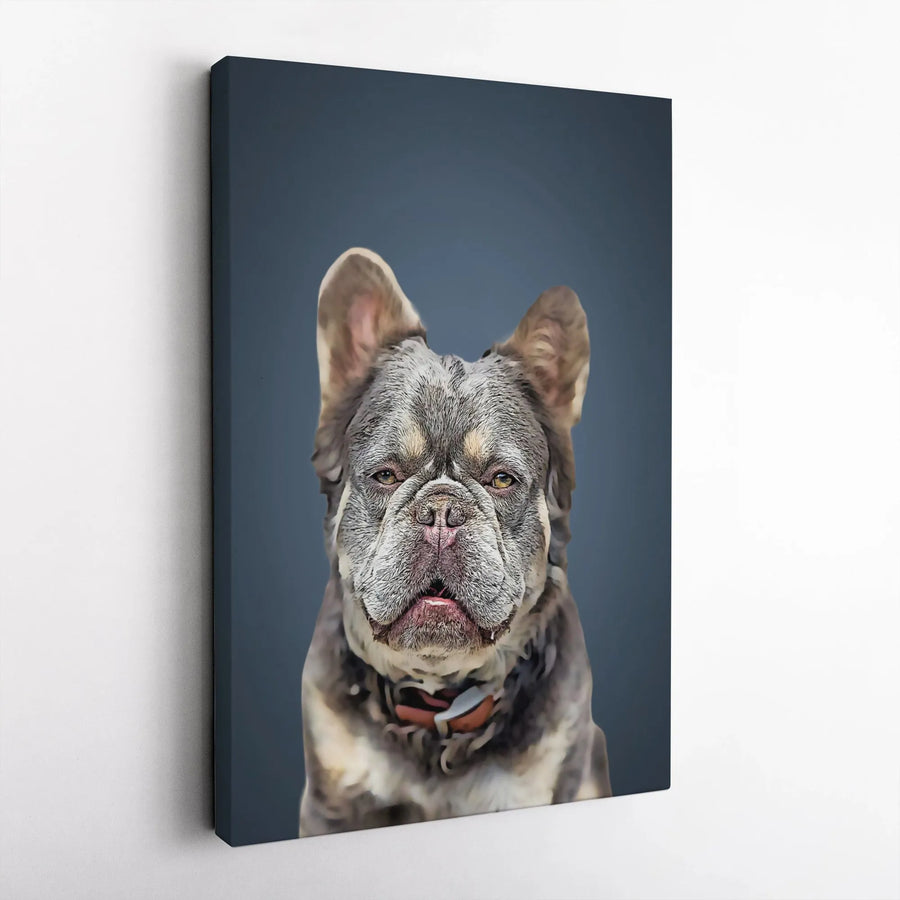 French Bulldog Canvas Wall Art | Realistic Merle Dog Portrait | Premium Gallery Wrap Decor | Unique Pet Lover Gift