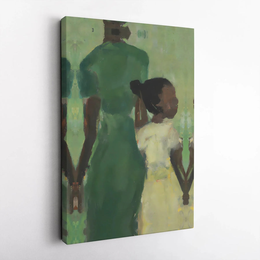 Black Mother and Daughter Canvas Print | Abstract Heartwarming Family Wall Art | Gallery Quality 1.25-inch Profile | Meaningful Home Decor Gift