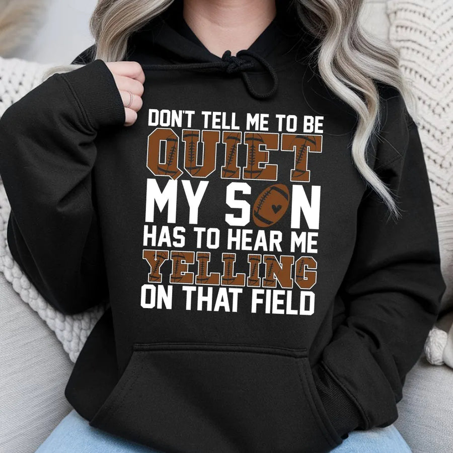 Football Mom Hoodie | Funny Sports Mama Yelling Design | Premium Cotton-Poly Blend | Game Day Gift for Football Fans