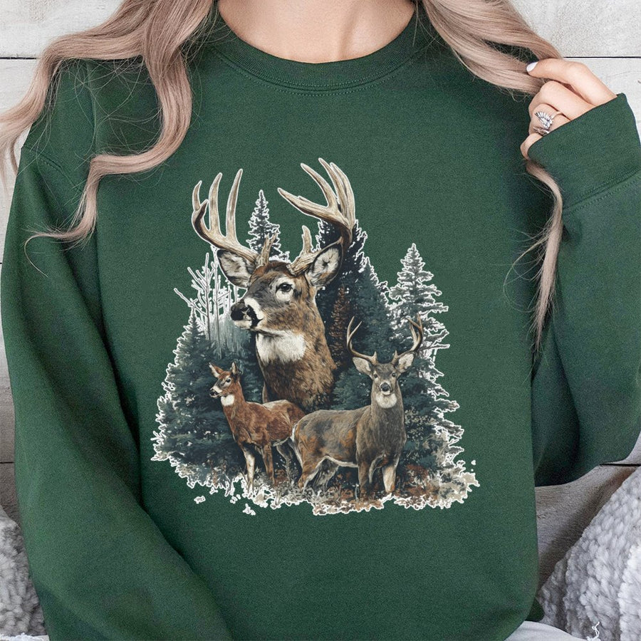 Deer Hunting Sweatshirt | Retro Nature Graphic Print | Premium Cotton Blend | Gift for Outdoorsman and Wildlife Lover