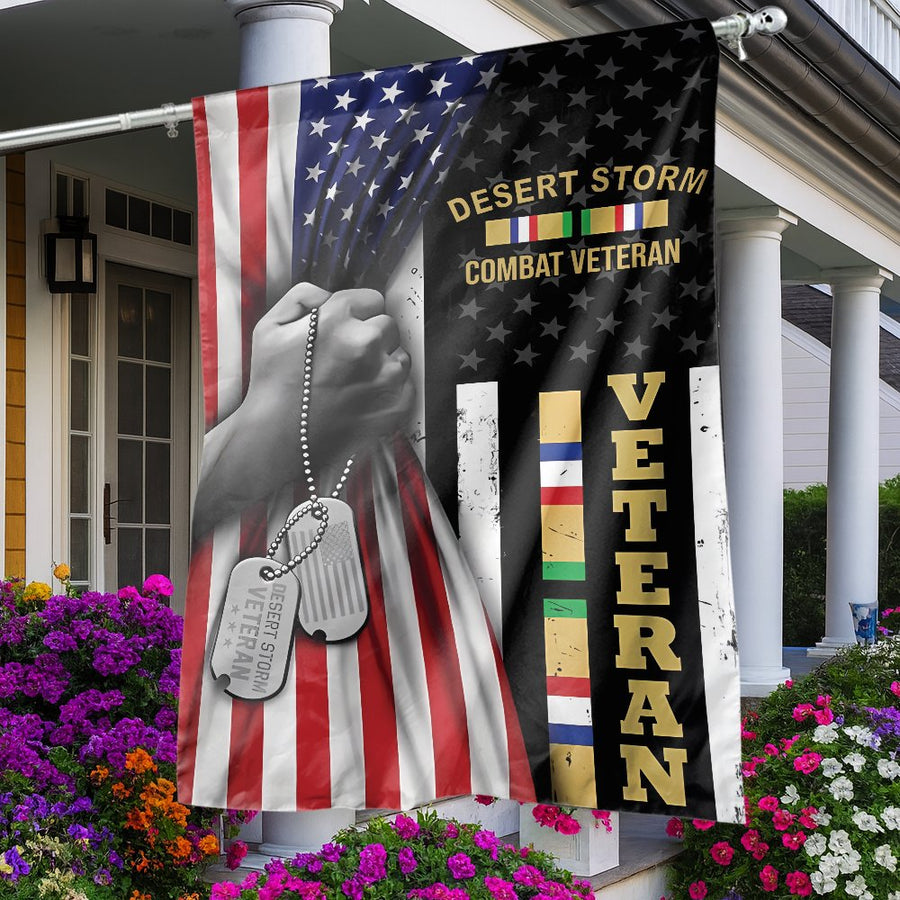 Desert Storm Veteran Flag | Military Combat Ribbon Artwork | Premium Fade-Resistant Polyester | Patriotic Gift for US Army Soldier