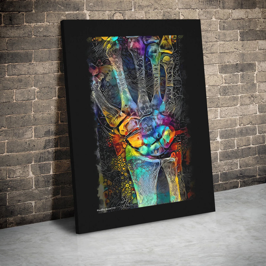 Anatomical Hand Wall Art | Colorful Abstract Medical Illustration | Premium Gallery Wrap Canvas | Doctor Office Decor Gift