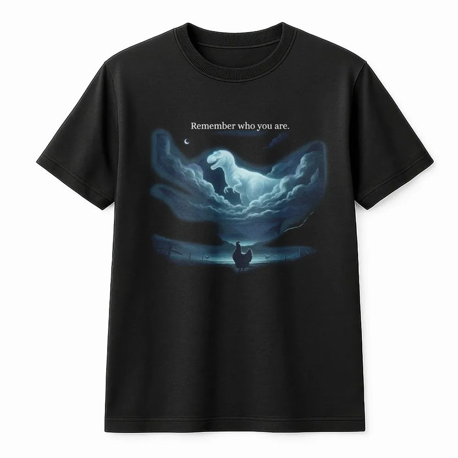 Chicken Dinosaur T-Shirt | Remember Who You Are Evolution Meme | Soft Premium Cotton Tee | Funny Gift For Paleontology Lovers