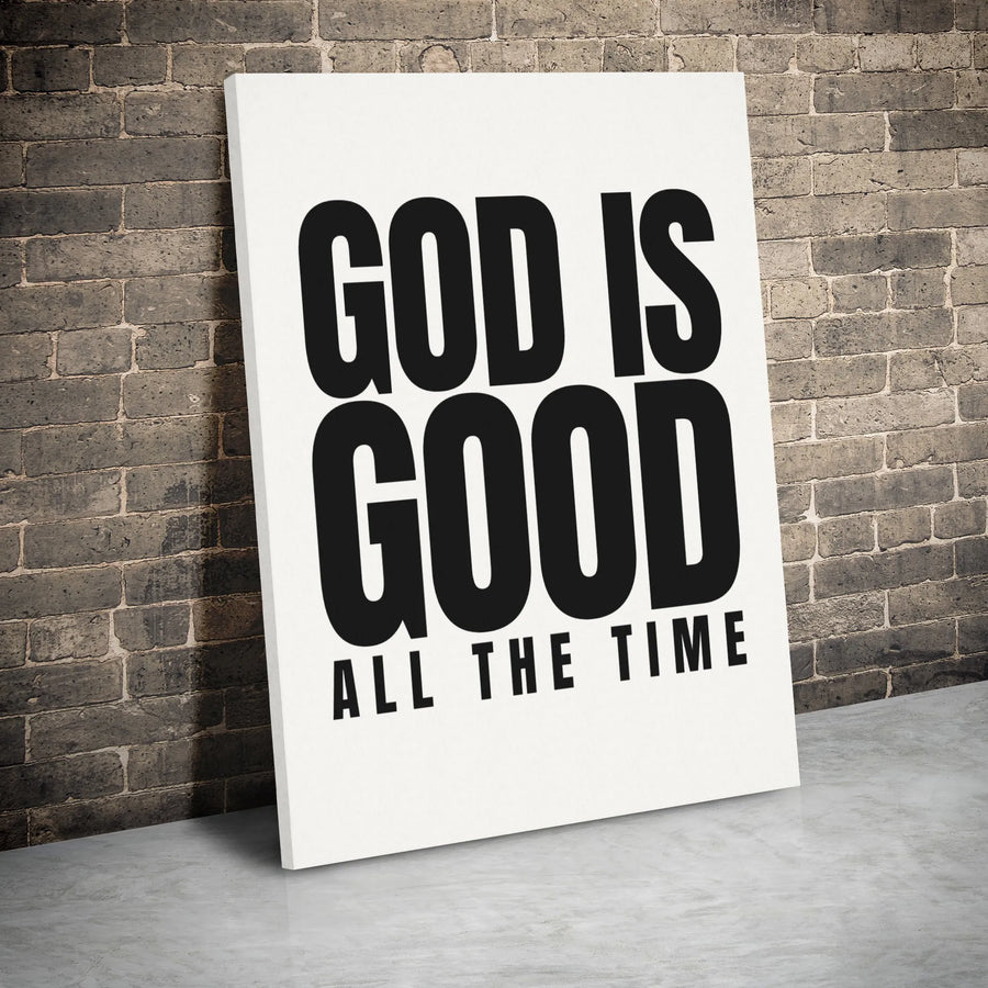 God Is Good All The Time Canvas | Minimalist Typography Wall Art | Premium Gallery Wrapped Wooden Frame | Inspirational Christian Home Decor Gift