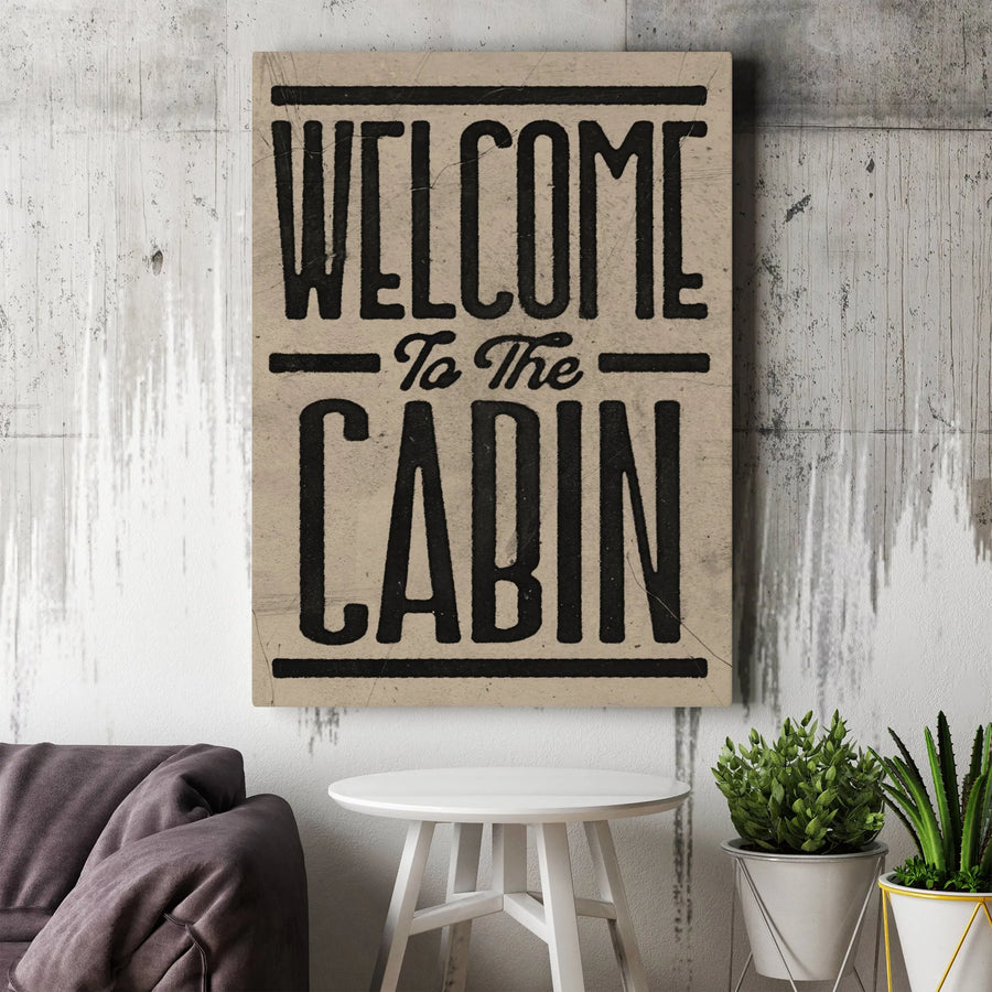 Welcome To The Cabin Canvas Wall Art | Rustic Typography Sign | Premium 1.25-Inch Gallery Wrap | Cozy Home Decor Gift For Lake House Enthusiasts