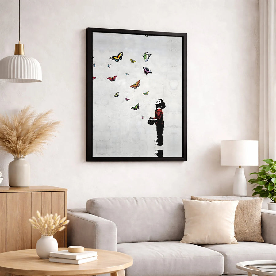 Butterfly Boy Canvas Wall Art | Urban Street Style Graffiti Decor | Premium Fade-Resistant Gallery Wrap | Modern Home Office Aesthetic Gift