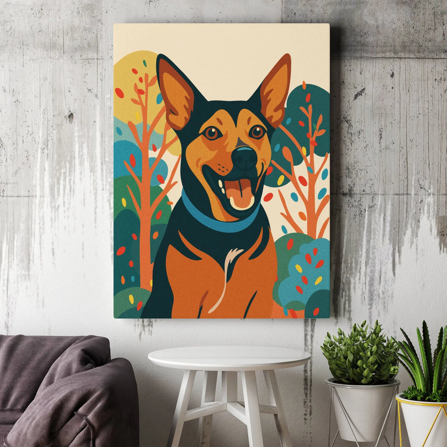 German Shepherd Wall Art | Colorful Modern Dog Portrait Print | Premium Gallery-Wrapped Canvas | Unique Pet Lover Gift & Home Decor