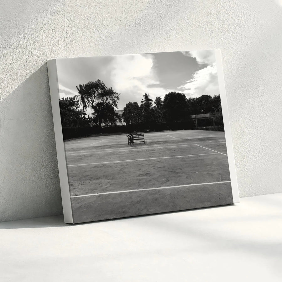 Vintage Tennis Court Canvas Wall Art | Serene Black & White Photo | Premium Gallery Wrap Canvas | Gift for Tennis Lover & Sports Fan