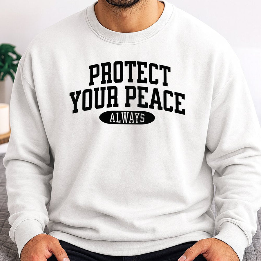 Protect Your Peace Sweatshirt | Inspirational Self Care Graphic | Premium Cotton Blend | Unisex Mindfulness Gift for Mental Health Awareness