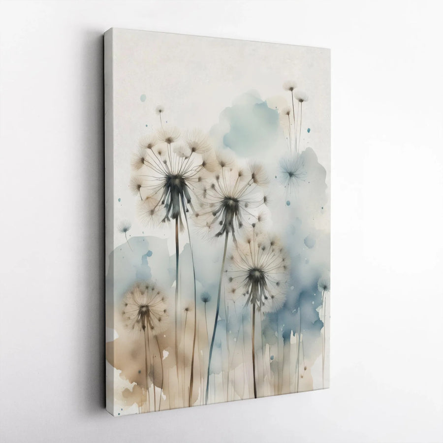 Watercolor Dandelion Canvas Print | Abstract Botanical Art Print | Thick 1.25" Gallery Wrap | Modern Minimalist Home Decor Gift