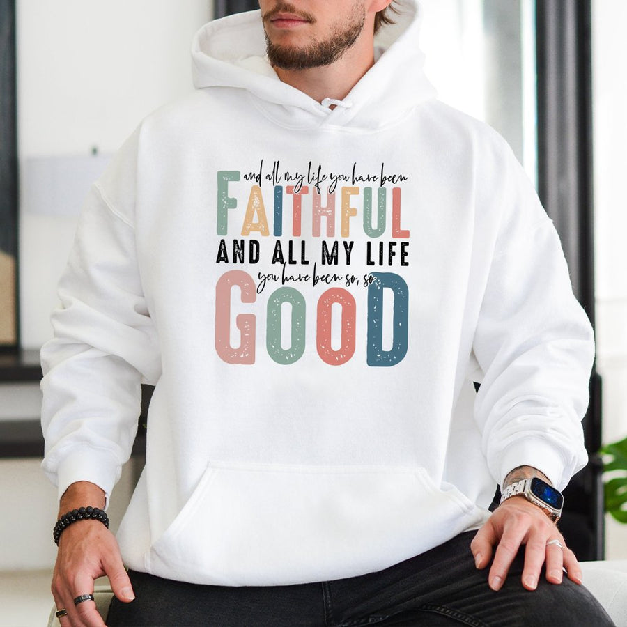 Faithful Hoodie | Goodness Of God Retro Graphic | Premium Cotton Blend | Christian Religious Gift For Men And Women