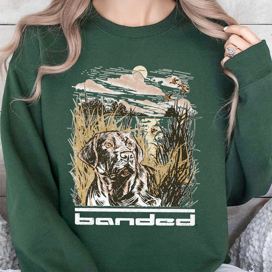Labrador Duck Hunting Sweatshirt | Wildlife Retriever Graphic | Premium Cotton Blend | Outdoor Gift for Waterfowl Hunters