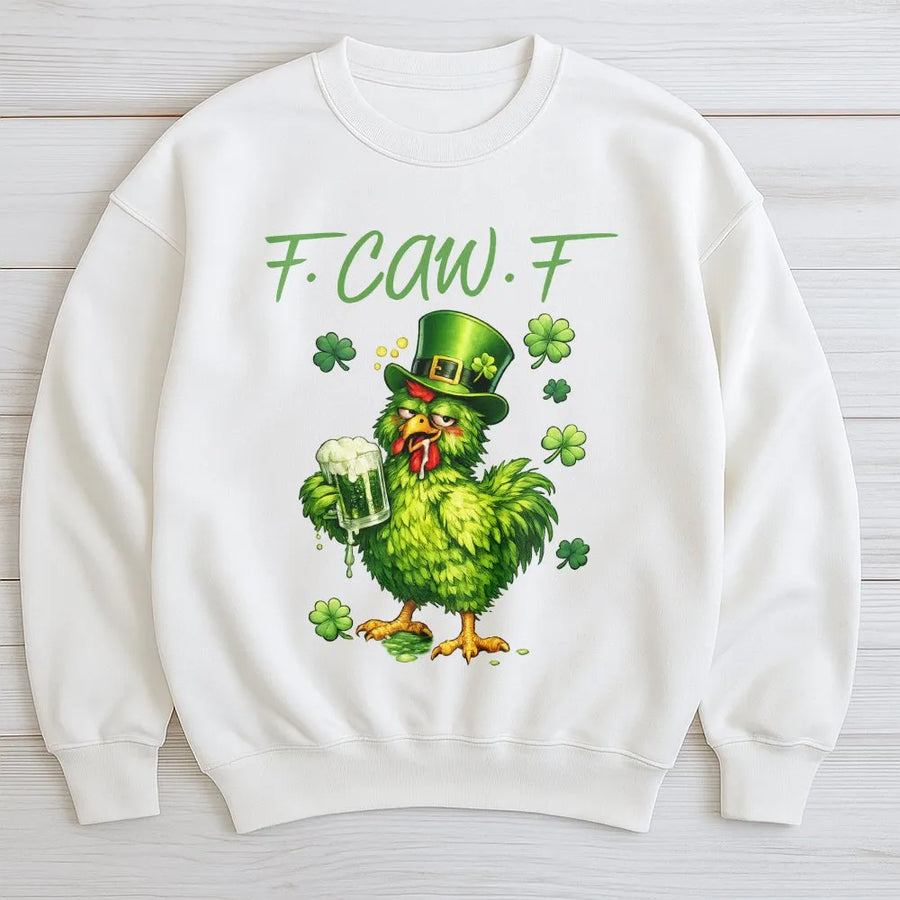 St. Patrick's Day Sweatshirt | Funny Drinking Chicken Design | Premium Cotton Blend | Gift for Irish Beer Lovers and Party Goers