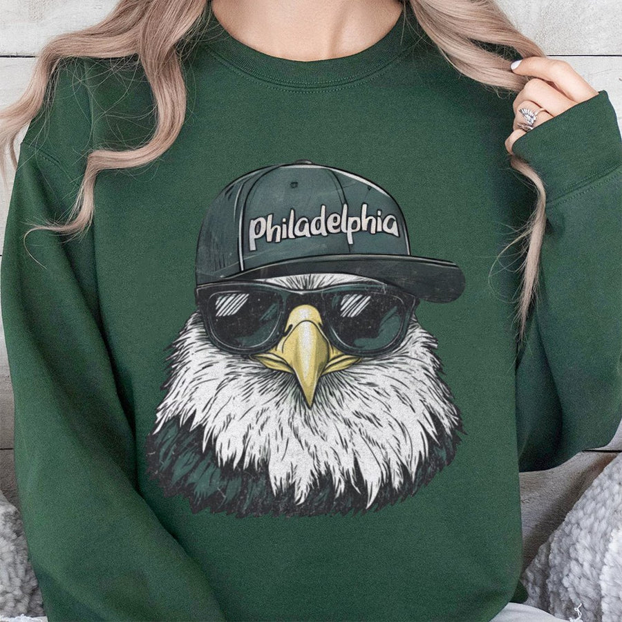 Philadelphia Bald Eagle Wearing Sunglasses And Baseball Cap Sweatshirt