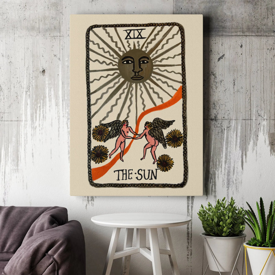 The Sun Tarot Card Canvas Wall Art | XIX Spiritual Astrology Print | Premium 1.25" Gallery Wrap | Bohemian Home Decor Gift For Mystic Soul