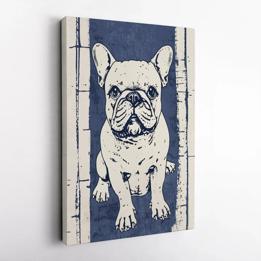 French Bulldog Canvas Wall Art | Rustic Frenchie Puppy Sketch | Premium Gallery Canvas Print | Modern Farmhouse Decor Gift for Dog Lovers