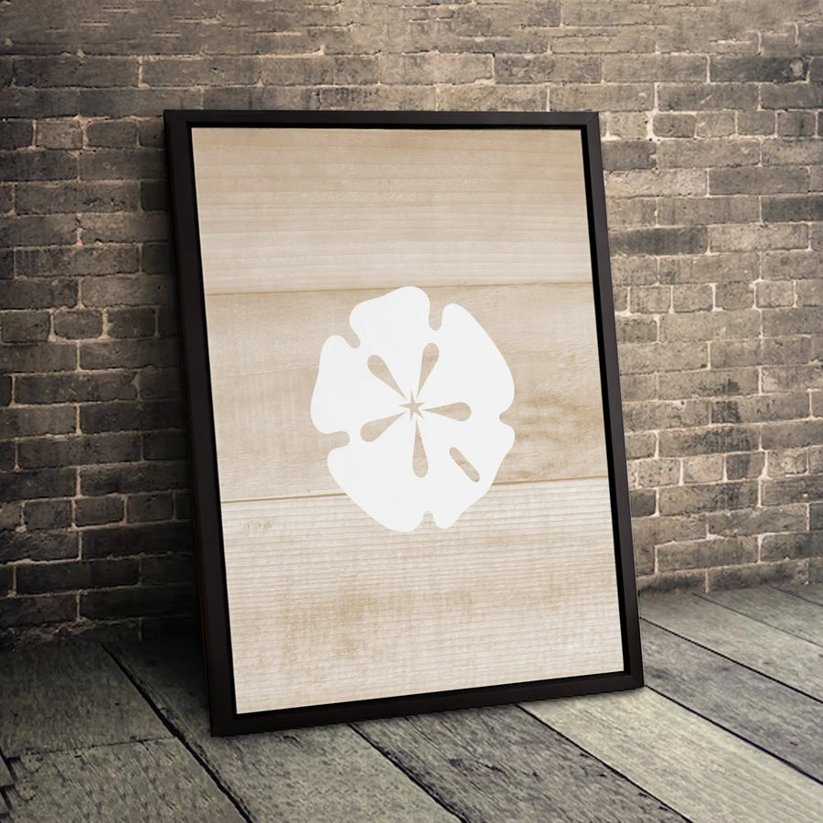 Sand Dollar Wall Art | Rustic Wood Grain Coastal Decor | Premium Gallery Wrap Canvas | Beach House Living Room Gift