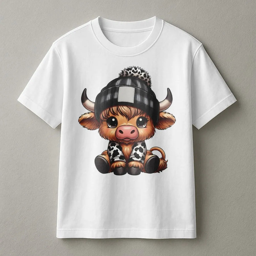 Highland Cow T-Shirt | Cute Western Farm Animal Graphic | Premium Soft Cotton Unisex Tee | Country Style Gift For Cow Lovers
