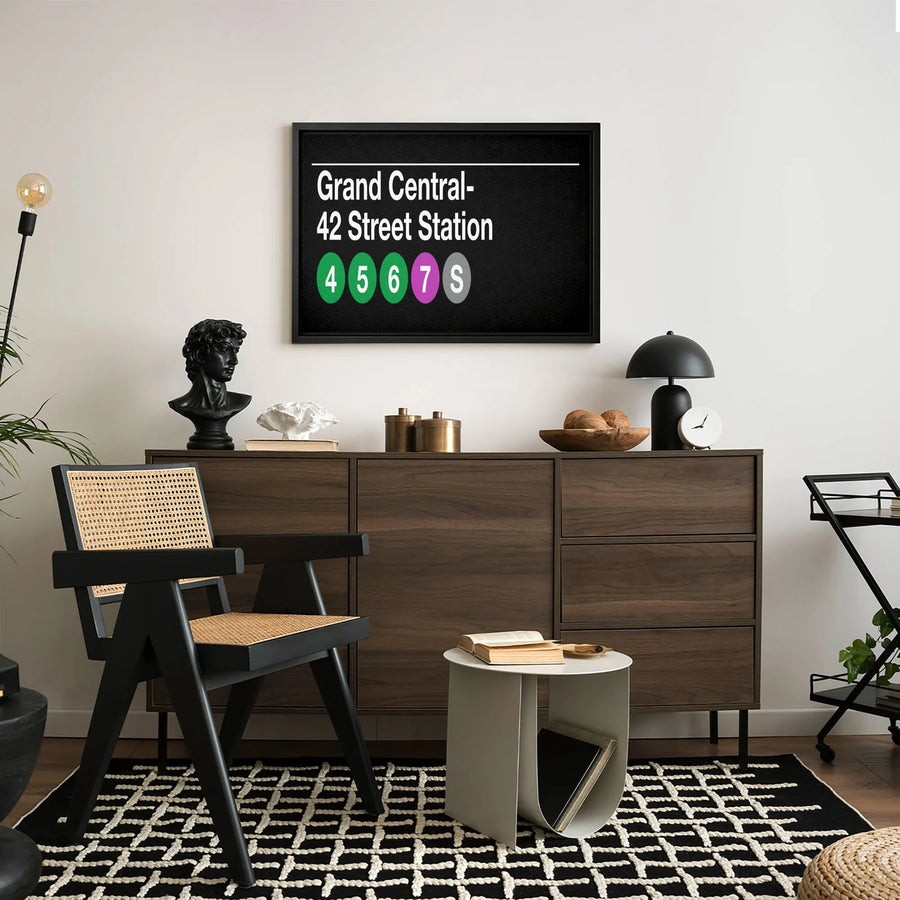 NYC Subway Sign Canvas Print | Grand Central 42 Street Station Wall Art | Premium Gallery Wrapped Decor | Modern New York City Home Gift
