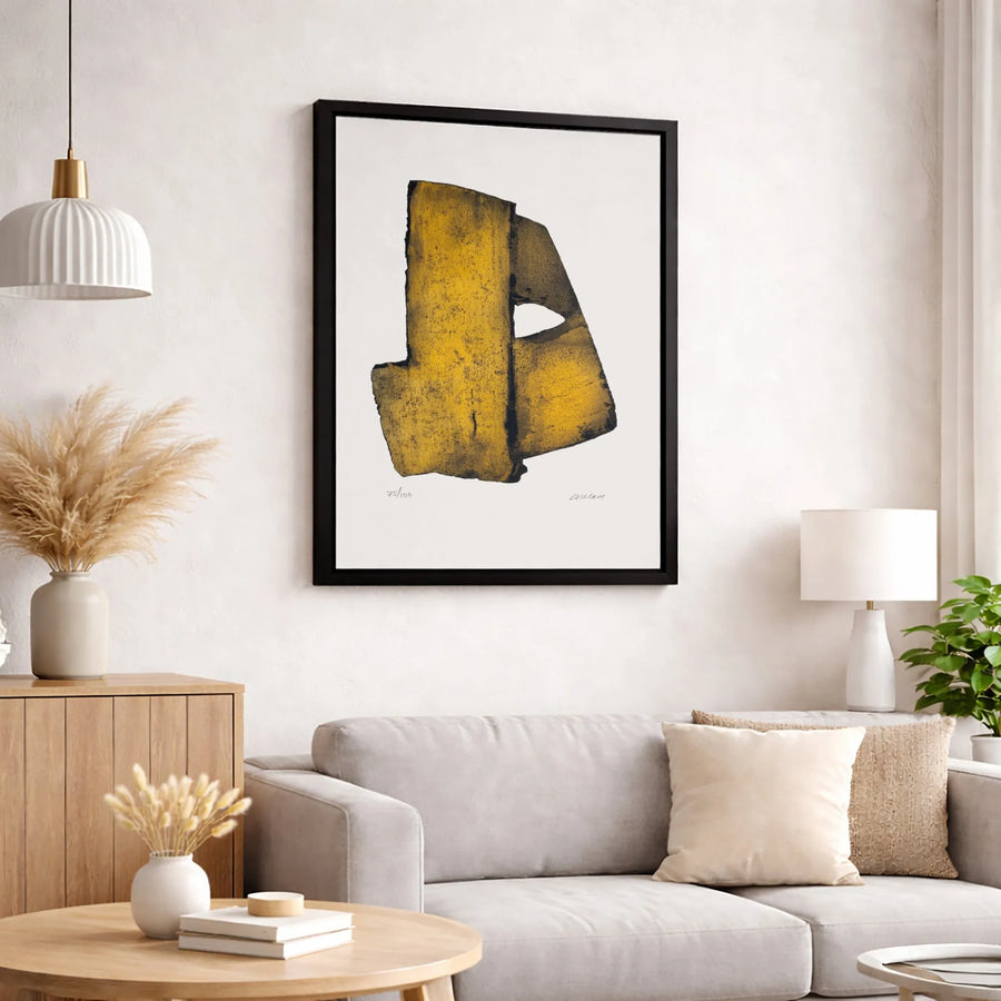 Abstract Art Canvas Print | Modern Yellow and Black Geometric Wall Decor | Premium 1.25" Gallery Wrap | Minimalist Statement Piece for Home Office
