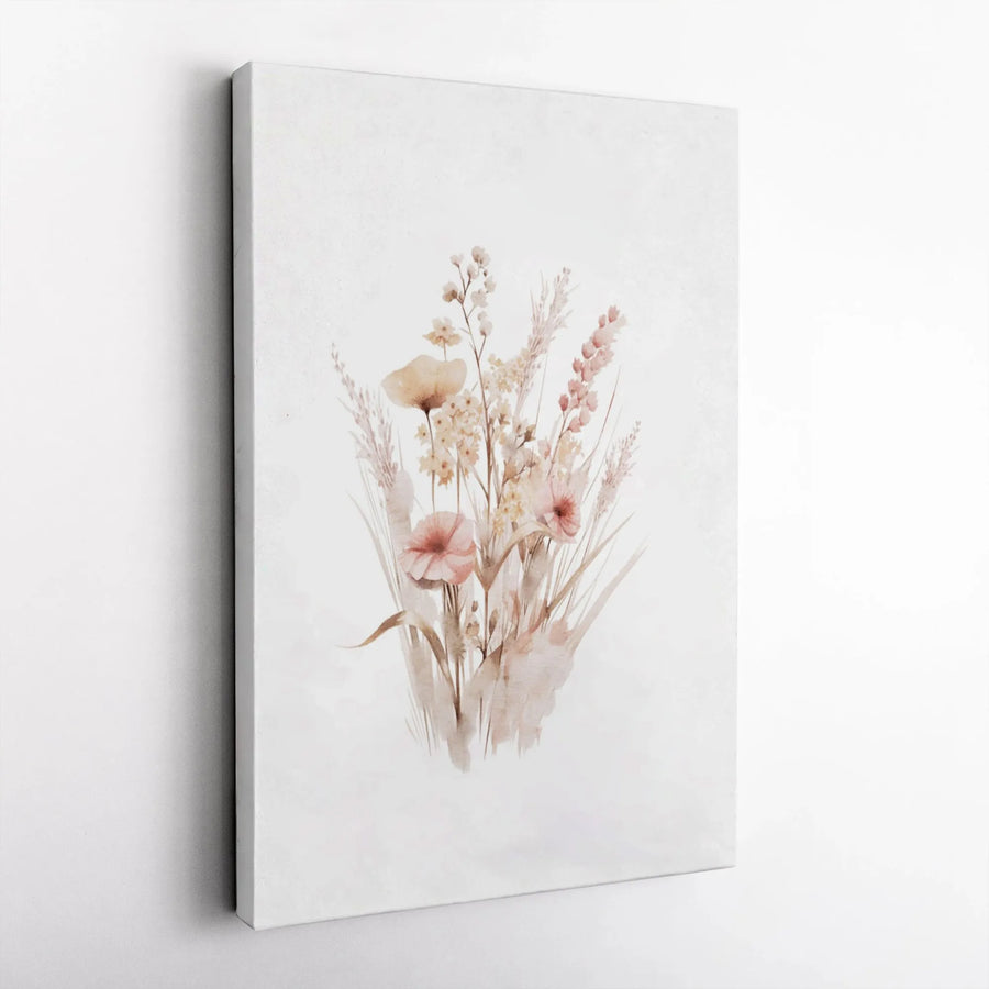 Bohemian Wildflower Canvas Wall Art | Watercolor Boho Floral Bouquet | Premium Gallery Wrapped Decor | Modern Aesthetic Gift for Her