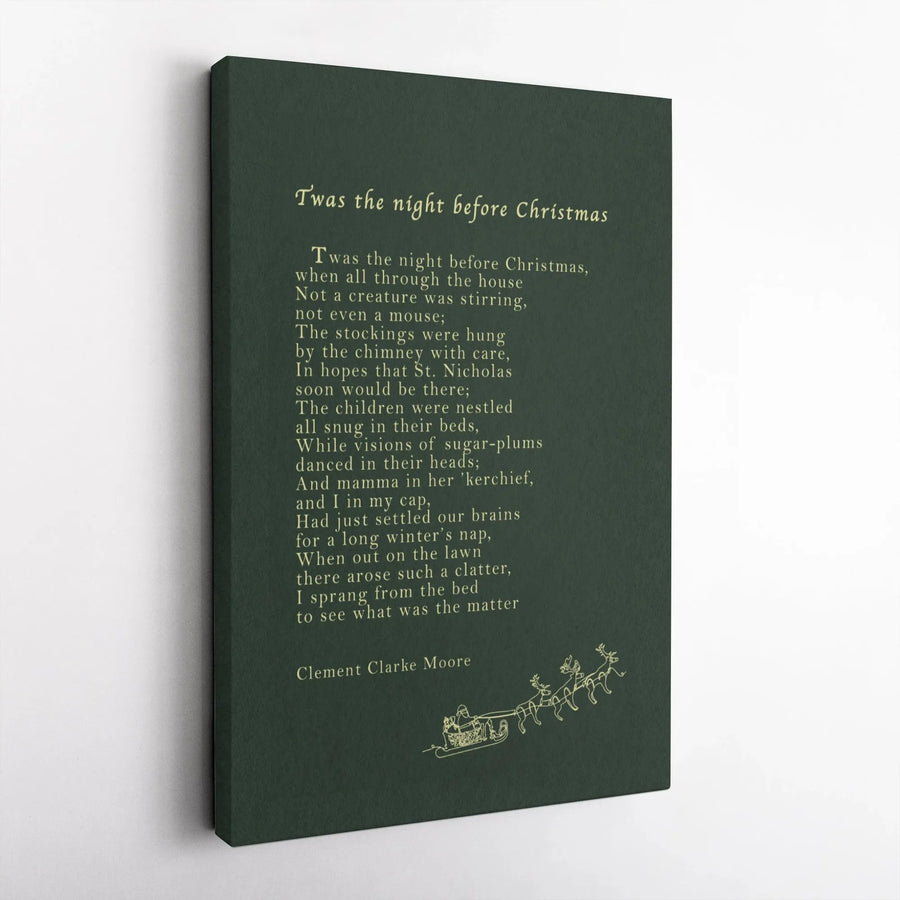 Twas The Night Before Christmas Poem Canvas | Festive Holiday Wall Art | Gallery-Quality 1.25-Inch Profile | Classic Christmas Gift for Home Decor