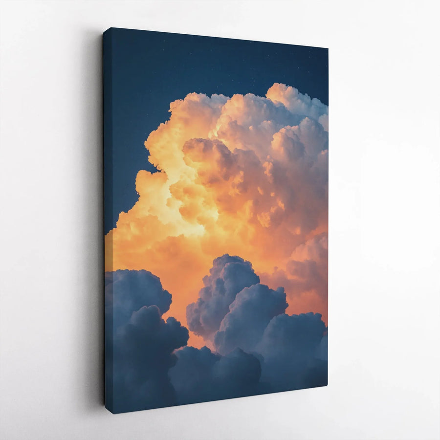 Sunset Clouds Wall Art | Dramatic Blue And Orange Sky Canvas | Gallery-Wrapped Premium Print | Modern Minimalist Home Decor Gift