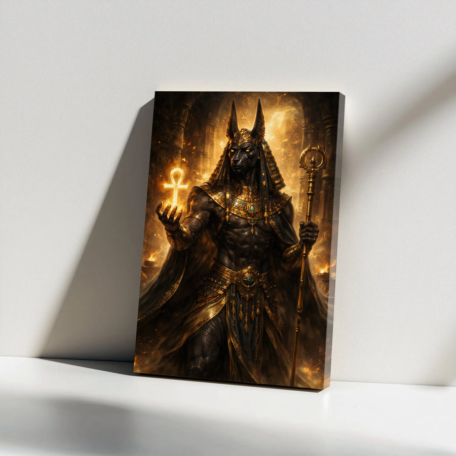 Anubis Canvas Wall Art | Egyptian God of Afterlife Print | Premium Thick Gallery Canvas | Mythology Home Decor Collector's Gift