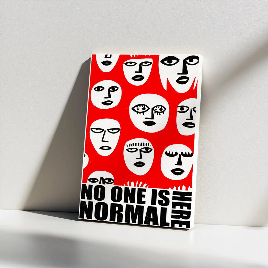 No One Is Normal Here Canvas | Abstract Faces Pop Art Wall Decor | Premium Gallery Wrapped Print | Modern Minimalist Home Office Gift