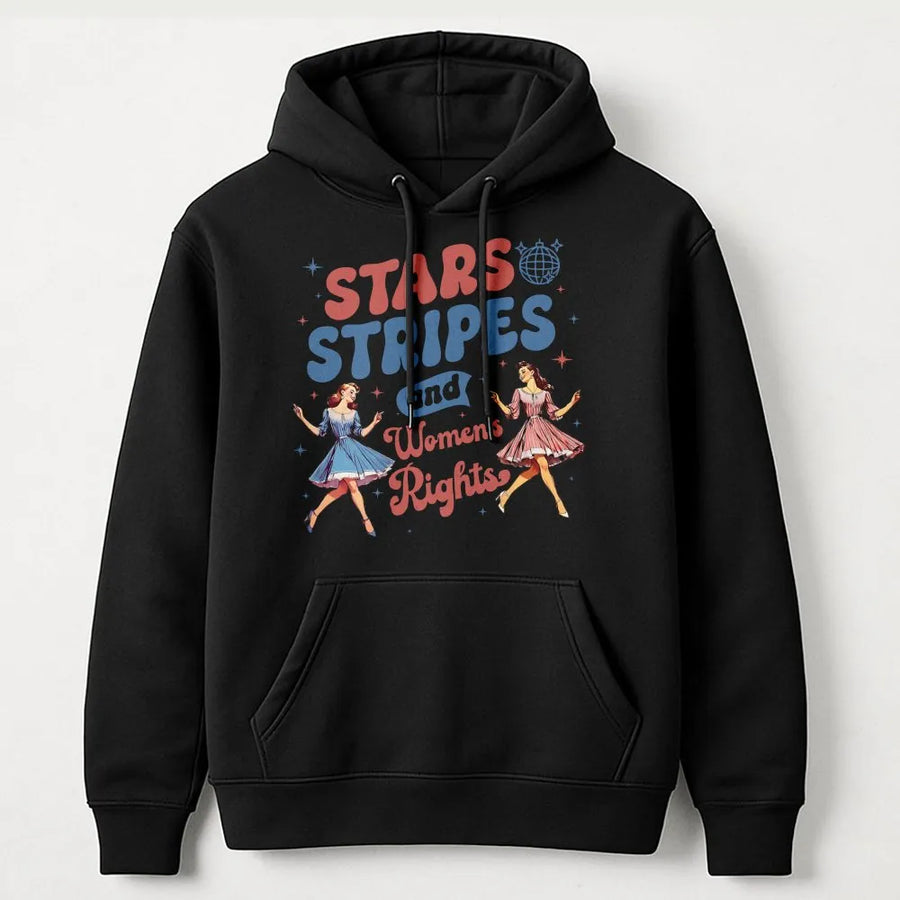 Stars Stripes And Women's Rights Hoodie | Retro Feminist Graphic Design | Premium Cotton Blend | Empowering 4th Of July Gift For Her