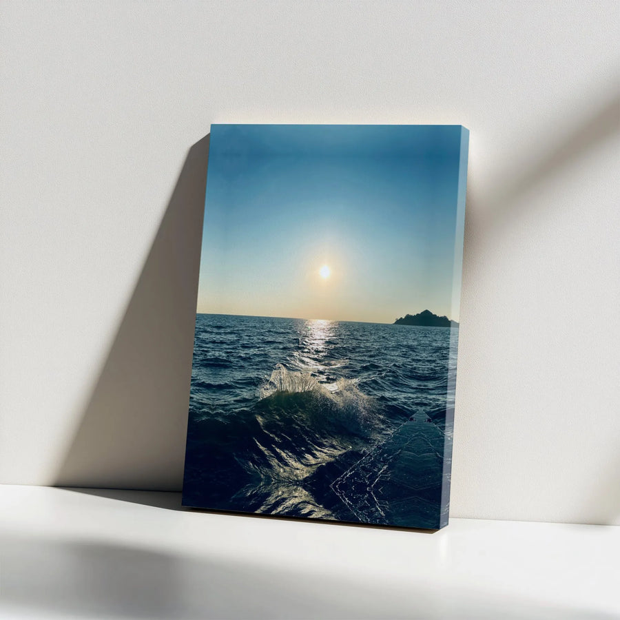 Ocean Sunset Wall Art | Vertical Seascape with Rolling Waves | Premium 1.25-Inch Gallery Wrap Canvas | Coastal Home Decor Gift