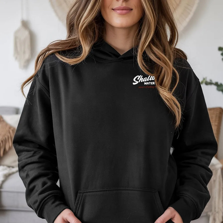 Fishing Hoodie | Shallow Water Co. Minimalist Logo | Premium Soft Cotton Unisex Tee | Gift for Fisherman & Angler