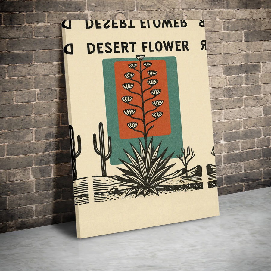 Desert Flower Canvas Wall Art | Vintage Southwestern Botanical Print | Premium Gallery Wrapped Canvas | Boho Desert Home Decor Gift
