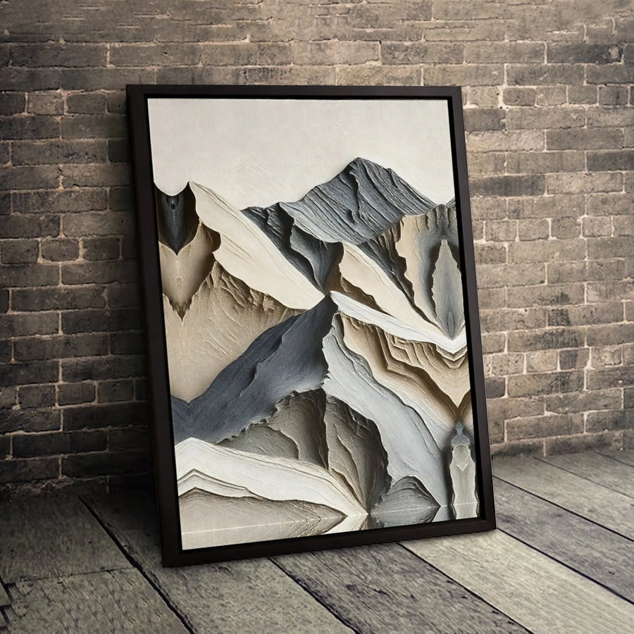 Abstract Mountain Canvas Wall Art | Neutral Layered Landscape Print | 1.25-Inch Gallery Thick Profile | Modern Home Decor for Living Room