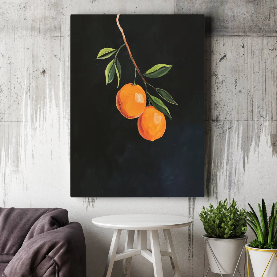 Orange Fruit Canvas Wall Art | Modern Still Life Citrus Painting | Premium Fade-Resistant Print | Kitchen & Dining Room Decor Gift