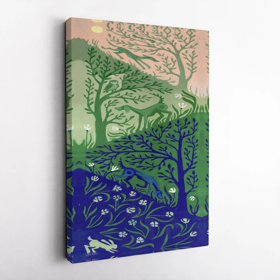 Folklore Forest Canvas Print | Stylized Animal & Nature Wall Art | Premium Gallery Wrapped Canvas | Unique Home Decor Gift