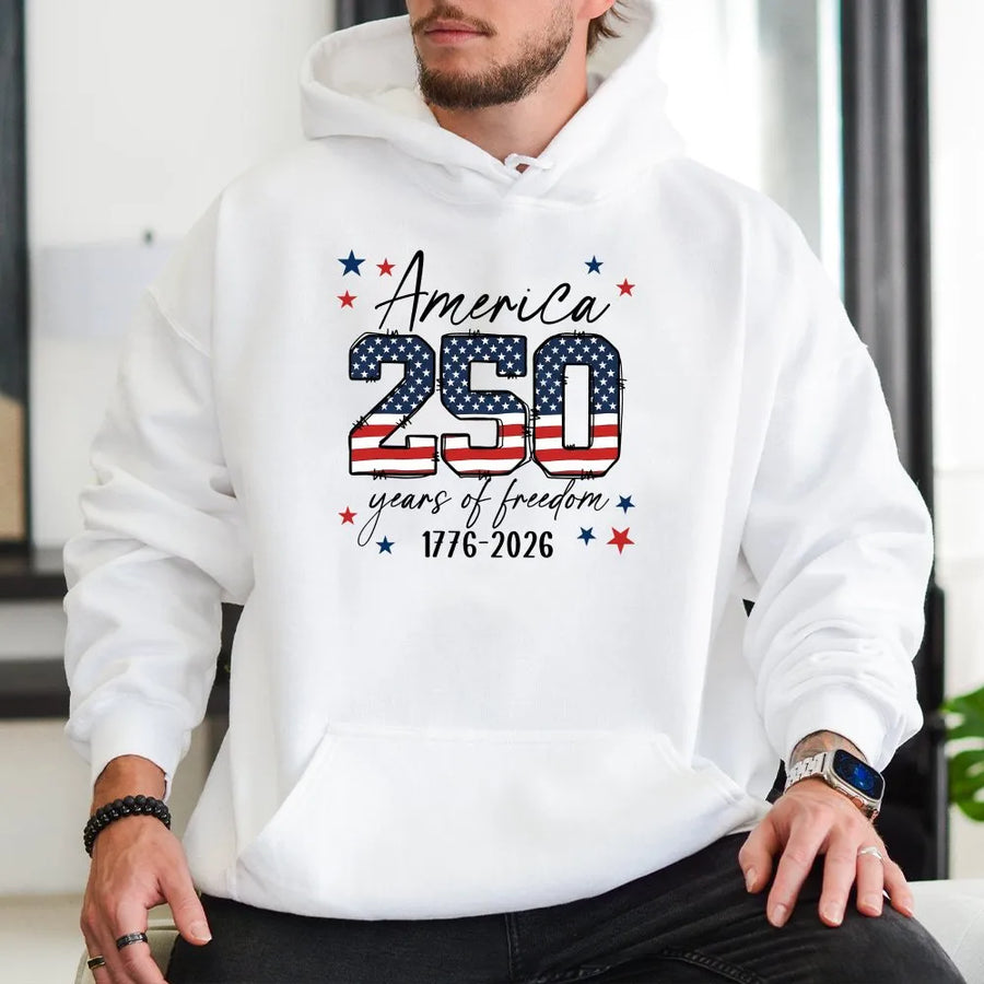 USA 250th Anniversary Hoodie | American Flag 1776-2026 Design | Premium Cotton Blend | Collector's Patriotic 4th of July Gift