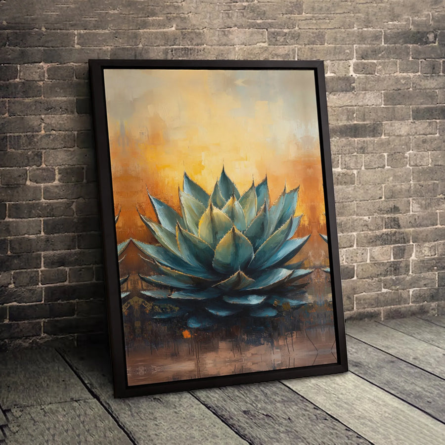 Blue Agave Plant Canvas Print | Abstract Desert Botanical Wall Art | Premium Fade-Resistant Gallery Wrap | Modern Home Decor Gift