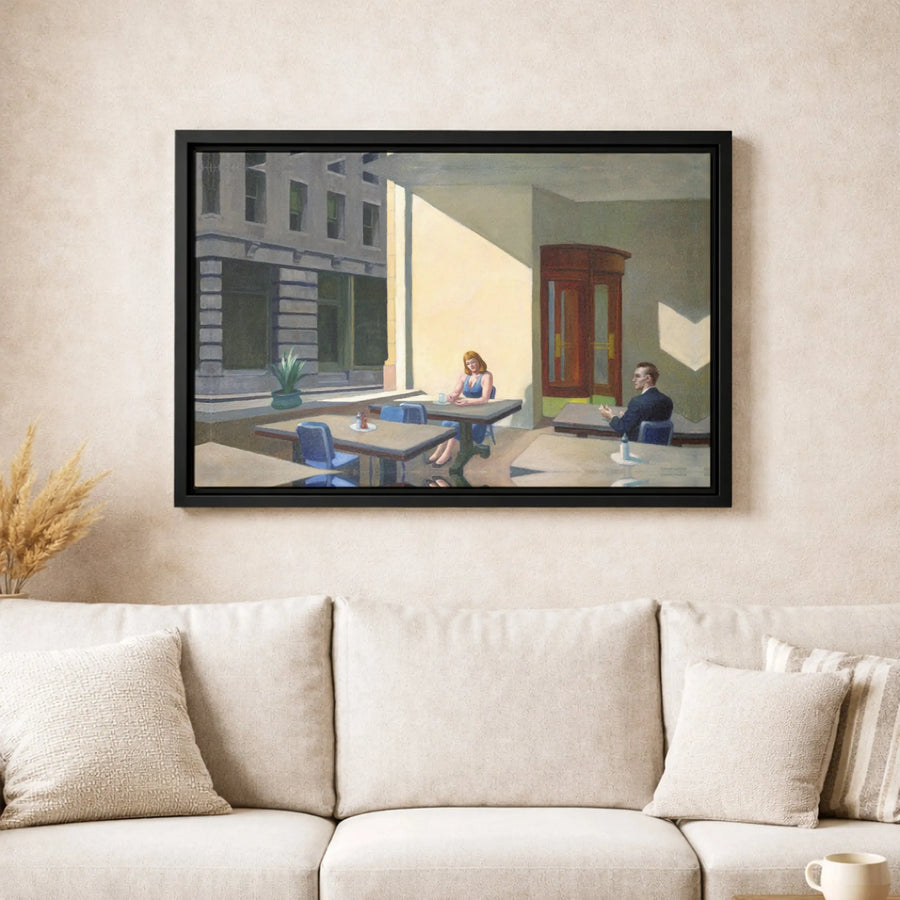 Sunlight In A Cafeteria Canvas Print | Edward Hopper Iconic Art | Premium 1.25 Inch Thick Gallery Wrap | Modern Home Office Decor Gift